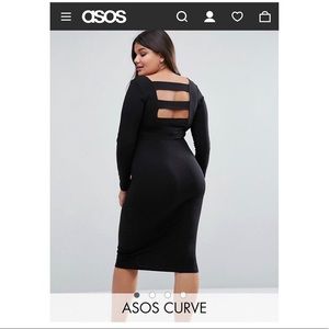 ASOS CURVE long midi dress w/strap back detail